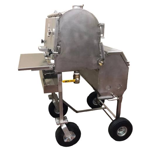American Barbecue Systems All-Star offset smoker loaded with smoked chicken on four cooking racks
