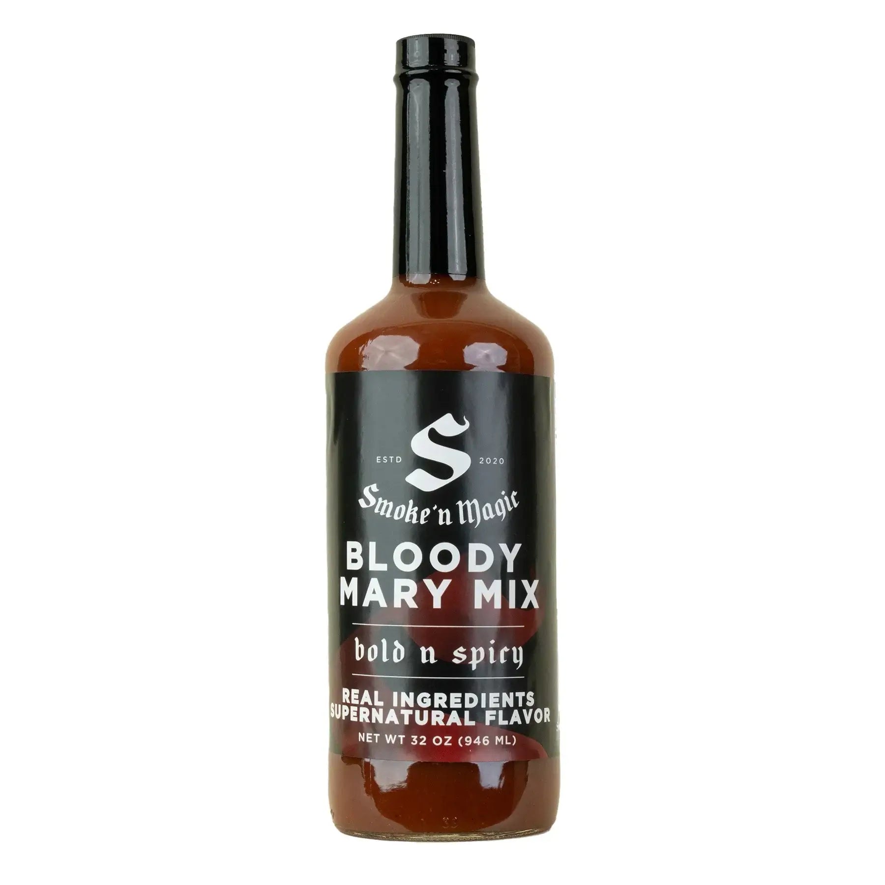 Smoke 'N Magic Bold & Spicy Bloody Mary Mix 32oz bottle, Grand Champion award-winning Bloody Mary mix