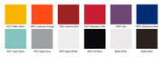 Color swatches including Traffic Yellow, Luminous Orange, and Ultramarine Blue for built-in gas grill customization.