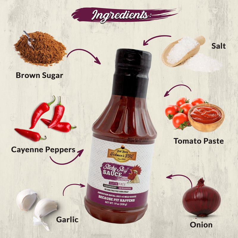 Sticky Stuff Gluten Free Natural BBQ Sauce 19 oz - Pack of 2