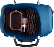 Inside view of Napoleon Grills TravelQ™ 285 portable gas grill for camping with flame and cooking area design.