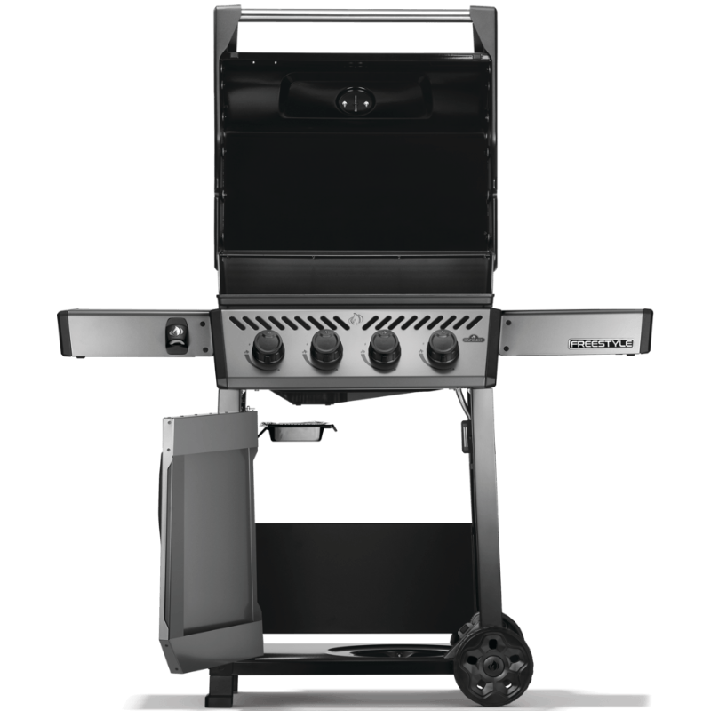 Napoleon Freestyle 425 gas grill with four burners and stainless steel design for backyard cooking.