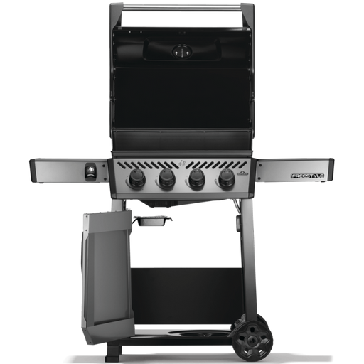 Napoleon Freestyle 425 gas grill with four burners and stainless steel design for backyard cooking.