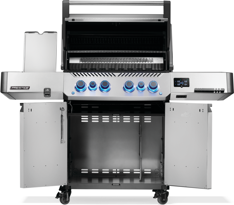 Napoleon Prestige 500 connected grill with stainless steel finish and Wi-Fi connectivity.