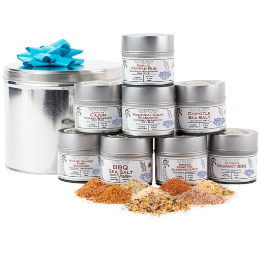 BBQ Bucket & Pit Master Gift Set | 8 Gourmet Seasonings & Salts In A Handsome Gift Tin - The Kansas City BBQ Store