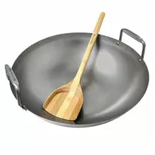 Big Green Egg Carbon Steel Wok with Bamboo Wok Shovel - The Kansas City BBQ Store