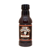 Bottle of Big Poppa's BBQ Sauce on a white background