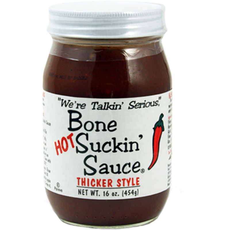 Bone Suckin' Hot Thicker Style Sauce 16 oz. - The Kansas City BBQ Store
