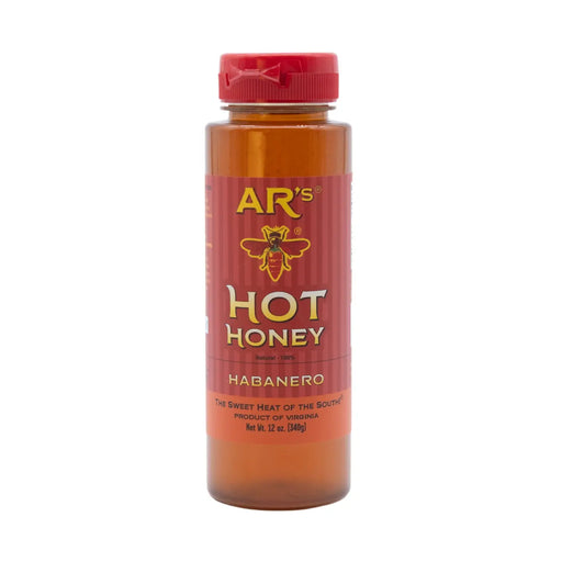 AR's Hot Southern Habanero Honey bottle, a blend of sweet and heat, featuring Habanero-infused hot honey.