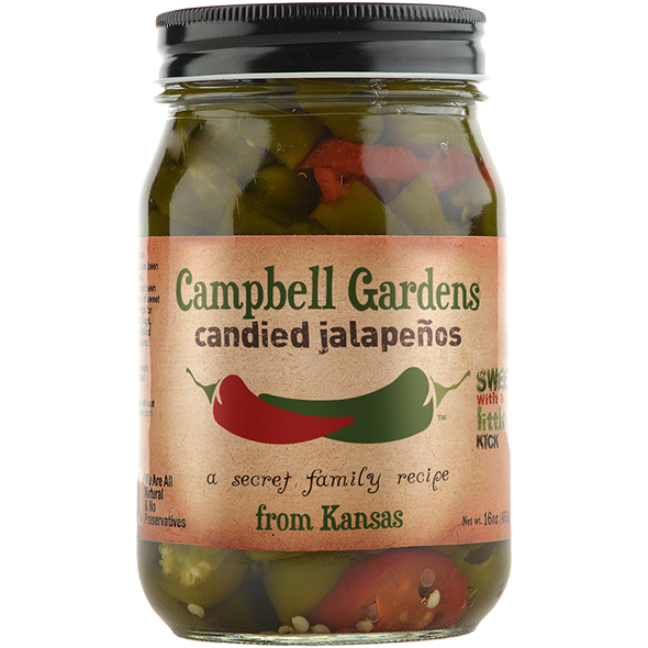 Campbell Gardens Candied Jalapeños 16 oz. - The Kansas City BBQ Store