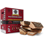 Gourmet Wood Wild Orchard Cherry Wood Splits in a box, perfect for cooking and grilling.