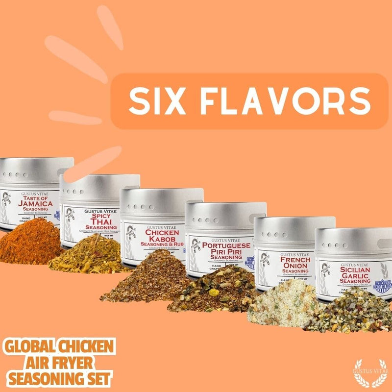 Global Chicken Air Fryer Seasoning Set - Artisanal Spice Blends Six Pack