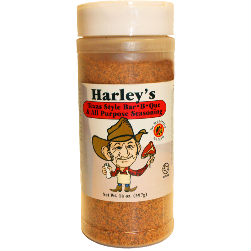 Harley's Texas Style Bar-B-Que & All Purpose Seasoning - No MSG 14 oz. - The Kansas City BBQ Store