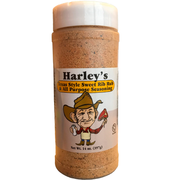 Bottle of Harley's Texas Style Sweet Rib Rub & All Purpose Seasoning on a white background
