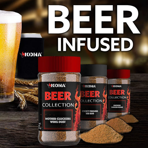 Kona Grilling Spices Gift Set For Men - Beer Flavored Herb, Spice and Seasoning Collection For Wings, Burgers, Ribs - The Kansas City BBQ Store