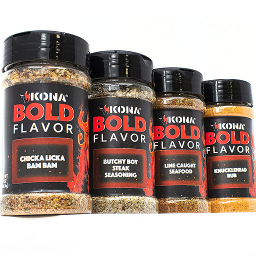 Kona Grilling Spices Gift Set - Bold, Mouth Watering Seasonings For Meat, Poultry, Seafood - Chicka Licka Bam Bam, Butchy Boy Steak, Line Caught Seafood and Knuckle Head Rub - The Kansas City BBQ Store