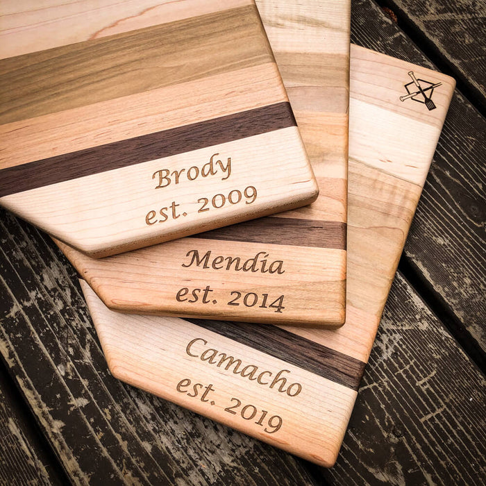 "Home Plate" Cutting Board with Custom Text Engraving (12"x12") - The Kansas City BBQ Store