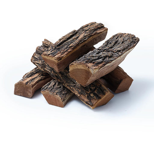 Texas honey mesquite wood splits stacked for smoking and grilling, offering bold flavor and fast burn.