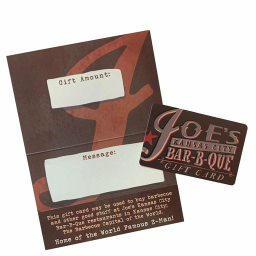 Joe's Kansas City Bar-B-Que Gift Card for restaurant use only - The Kansas City BBQ Store