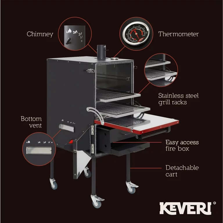 Keveri H1 Red (Medium Rare) Multipurpose Charcoal Oven - The Kansas City BBQ Store