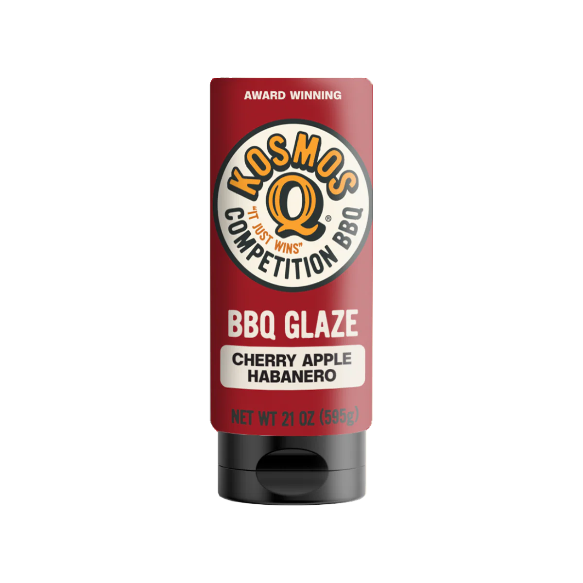 Kosmos Q Cherry Apple Habanero BBQ Glaze bottle sweet and spicy fruit finishing glaze for ribs, chicken, and competition BBQ
