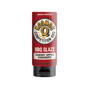 Kosmos Q Cherry Apple Habanero BBQ Glaze bottle sweet and spicy fruit finishing glaze for ribs, chicken, and competition BBQ