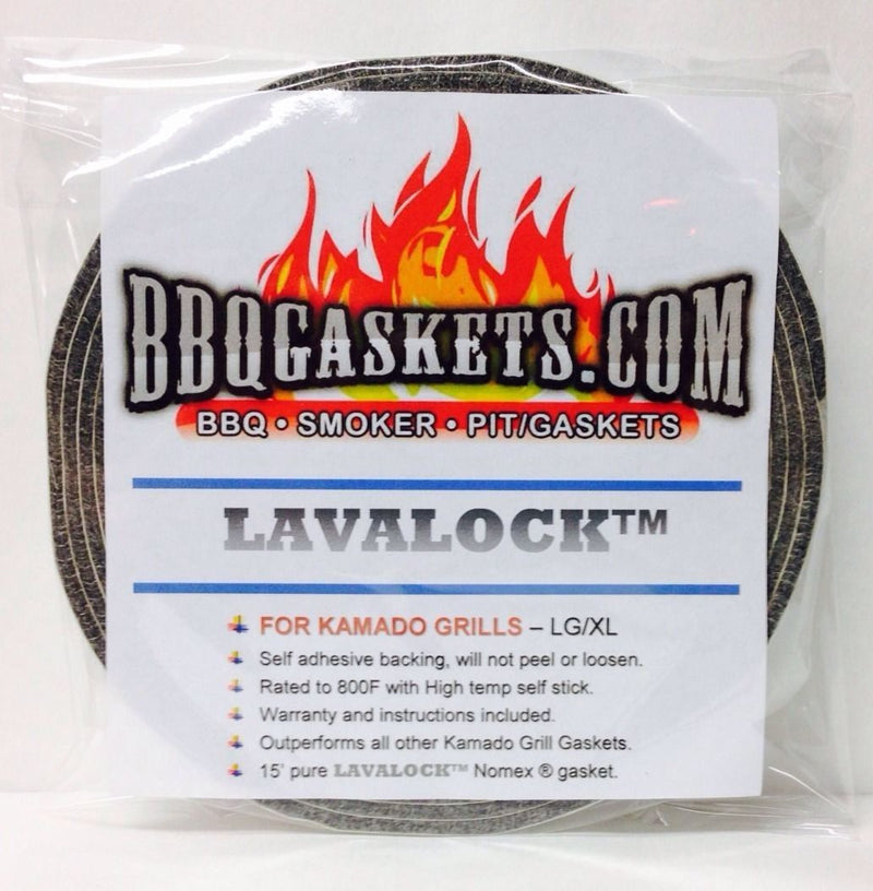 LavaLock Large/XL Kamado Style Gasket 7/8" x 1/8" Grey self-stick, high temp, and durable for BBQ grills.