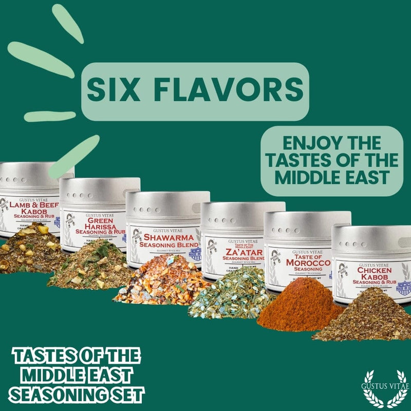 Middle Eastern Seasoning Gift Set - Tastes of The Middle East - Artisanal Spice Blends Six Pack