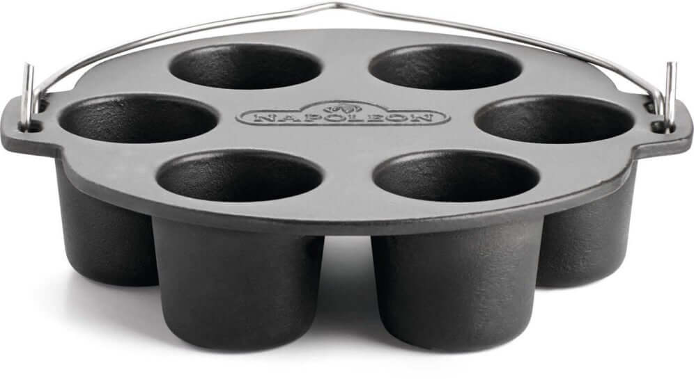 Napoleon cast iron muffin pan designed for perfect baking with six individual muffin cups.