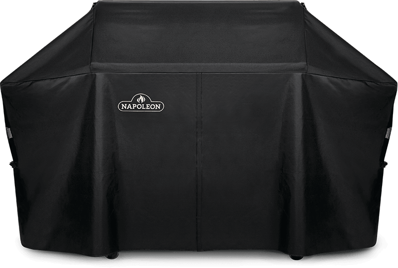 Napoleon PrestigePro 825 grill cover protecting the grill from weather damage and wear.