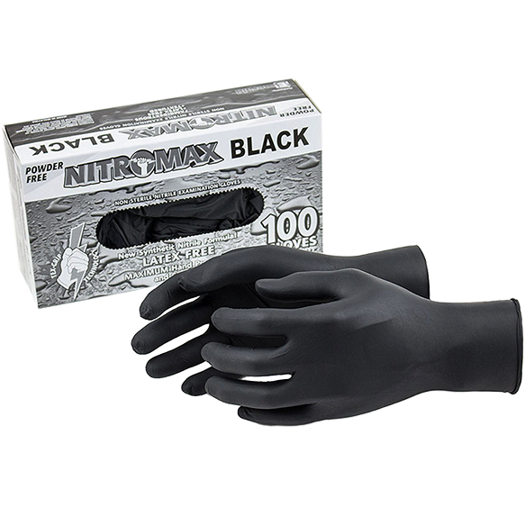 NitroMax Black Nitrile Gloves 100 ct - The Kansas City BBQ Store