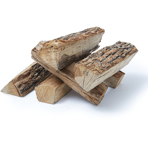 Premium Texas post oak wood splits stacked for firewood and heating needs.