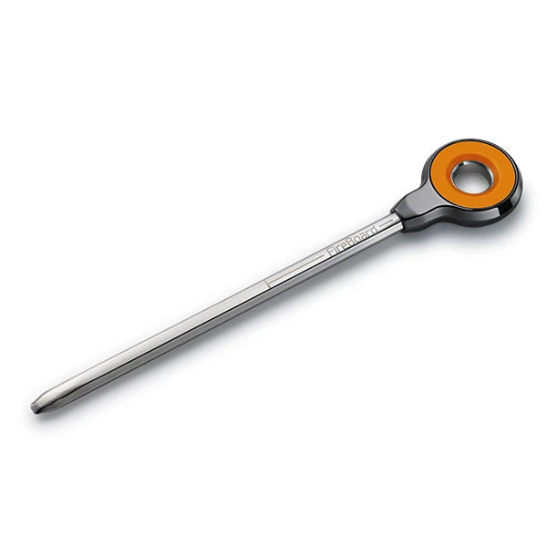 FireBoard Pulse wireless cooking thermometer with a stainless steel probe and orange accent for accurate temperature readings.