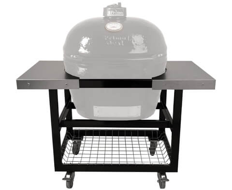 Primo Junior Cart Base with Basket and Stainless Steel Shelves - The Kansas City BBQ Store