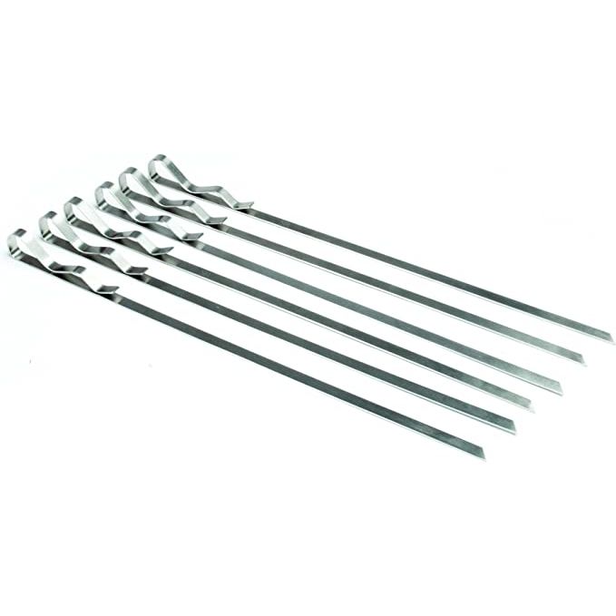 Steven Raichlen Stainless Steel Flat Skewers 17" -Set of 6 - The Kansas City BBQ Store