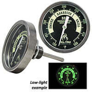 Tel-Tru Barbecue Thermometer, Black Glow Dial BQ300, 3 inch dial 4in stem - The Kansas City BBQ Store