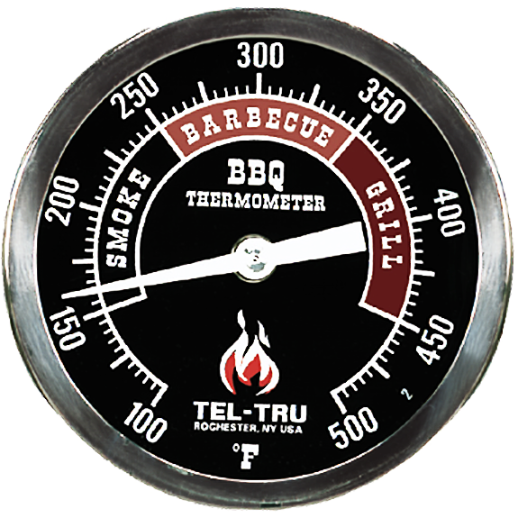 Tel-Tru BQ300 Thermometer, 3" black dial, 2.5" stem - The Kansas City BBQ Store