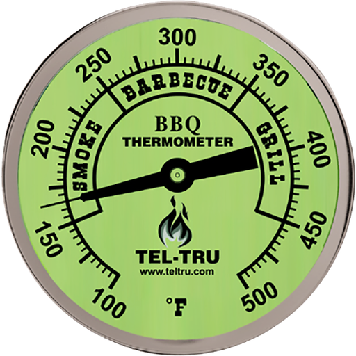Tel-Tru BQ300 Thermometer, 3" Glow Dial, 2.5" Stem - The Kansas City BBQ Store