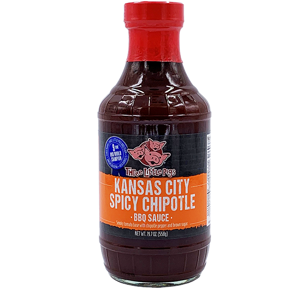 Three Little Pigs Kansas City Spicy Chipotle BBQ Sauce 19.5 oz. - Worldwide Shipping Available! | The Kansas City BBQ Store