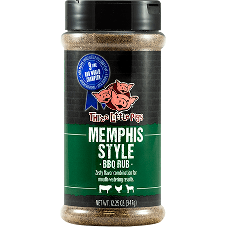 Three Little Pigs Memphis Style BBQ Rub  12.25 oz. - Worldwide Shipping Available! | The Kansas City BBQ Store