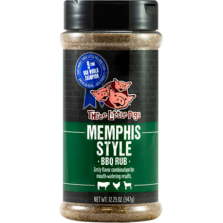 Three Little Pigs Memphis Style BBQ Rub  12.25 oz. - Worldwide Shipping Available! | The Kansas City BBQ Store