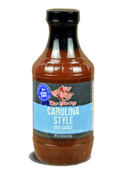 Three Little Pigs Carolina BBQ Sauce bottle showcasing South Carolina barbecue sauce's sweet and tangy flavors.