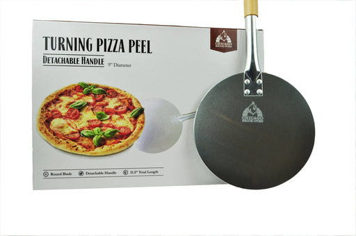 Chicago Brick Oven Aluminum Pizza Peel - Turning Pizza Paddle with Leather Strap and Detachable Wood Handle - Bakeware & Pizza Oven Accessories - 9 in - The Kansas City BBQ Store