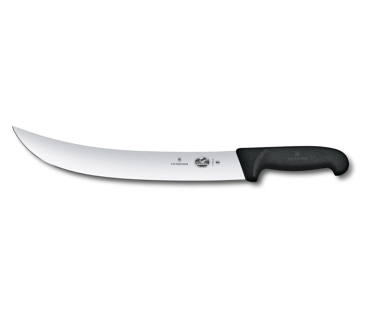 Victorinox 10" Curved Cimeter Knife with Fibrox Pro Handle for trimming and slicing tasks - Fibrox Pro curved cimeter knife.
