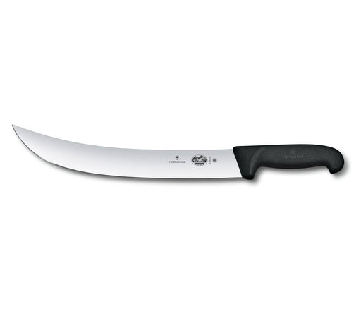 Victorinox 10" Curved Cimeter Knife with Fibrox Pro Handle for trimming and slicing tasks - Fibrox Pro curved cimeter knife.