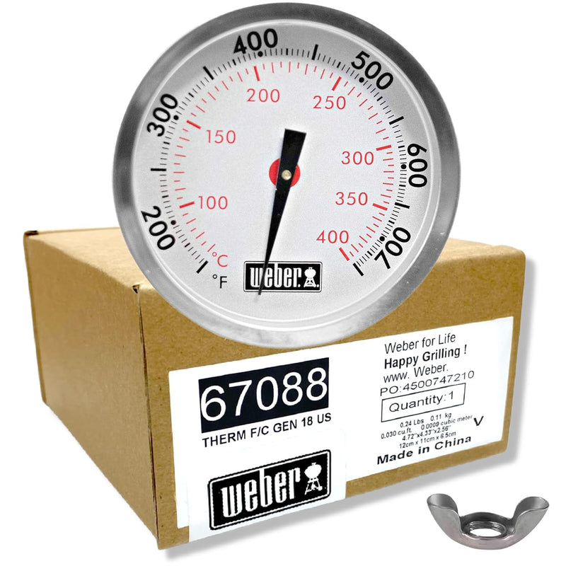 Weber Replacement Thermometer 67088, Center Mount, 2-3/8" Diameter - The Kansas City BBQ Store