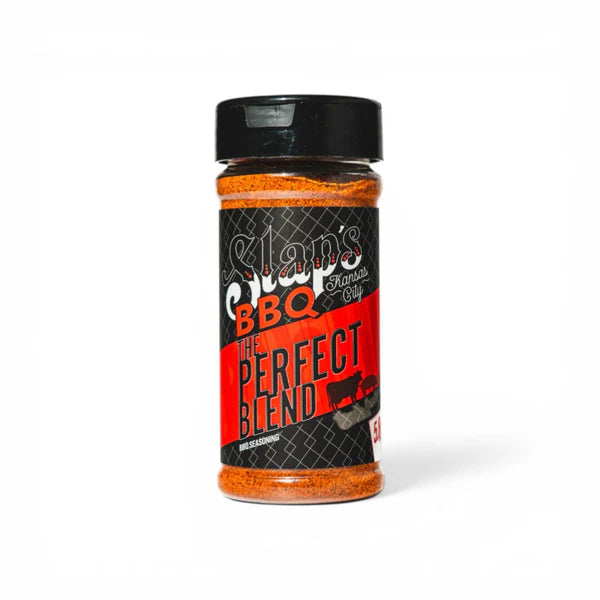 Slap's BBQ The Perfect Blend bottle, a Kansas City BBQ rub for enhancing flavors in various dishes.